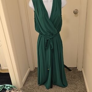 Vince Camuto Emerald Green Sleeveless Cropped Wide Leg Jumpsuit